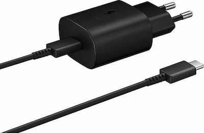 SAMSUNG ΦΟΡΤΙΣΤΗΣ 25W ΜΕ ΘΥΡΑ USB-C ΚΑΙ ΚΑΛΩΔΙΟ TYPE-C ΜΑΥΡΟ BULK (EP-TA800EBE+EP-DG980BBE)