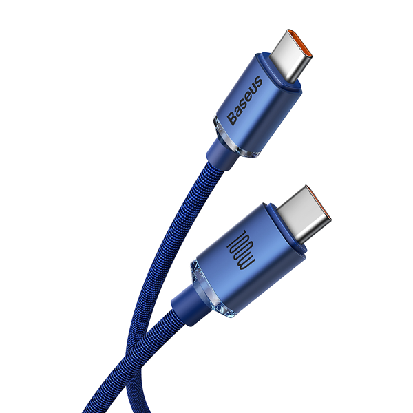 ΚΑΛΩΔΙΟ TYPE C (M) ΣΕ TYPE C (M) BASEUS 100W 2m BLUE BRAIDED (CAJY000703)