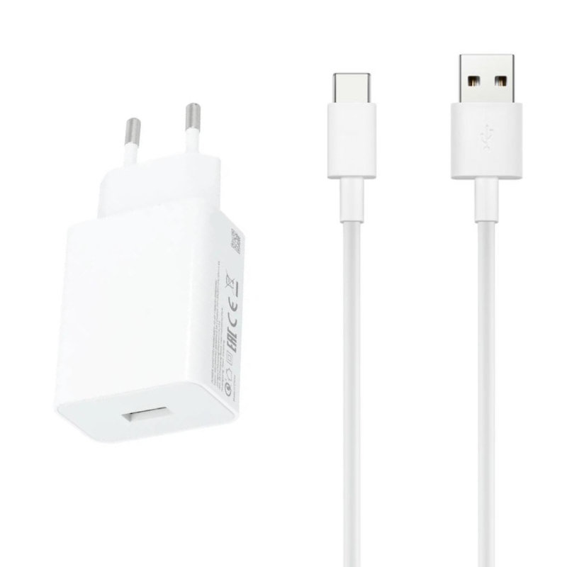 SET ΚΕΦΑΛΗ ΦΟΡΤΙΣΗΣ XIAOMI USB 2.23A ΚΑΙ ΚΑΛΩΔΙΟ USB ΣΕ TYPE-C ΛΕΥΚΟ 1.5m