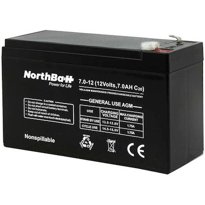 ΜΠΑΤΑΡΙΑ ΜΟΛΥΒΔΟΥ 12V-7.2Ah NORTHBATT